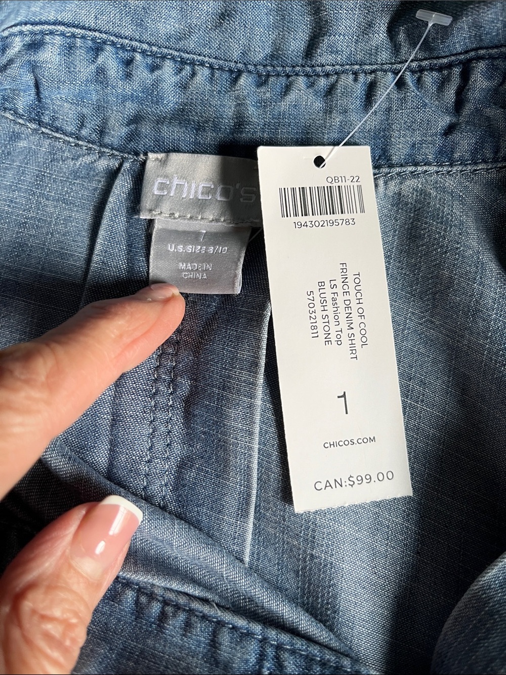 Light Wash Denim Button-Front Shirt - Picture 7 of 7